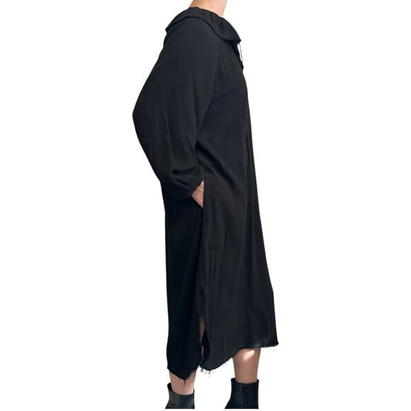 Raquel Allegra Black Peasant Dress size 0 Midi Ruffle Neck - Picture 3 of 16